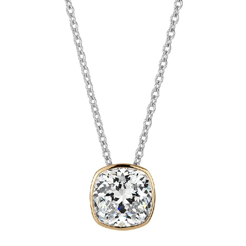 Poppy bloom necklace-Necklace with 0.76 carats* of diamond simulants in 10 carat yellow gold and sterling silver