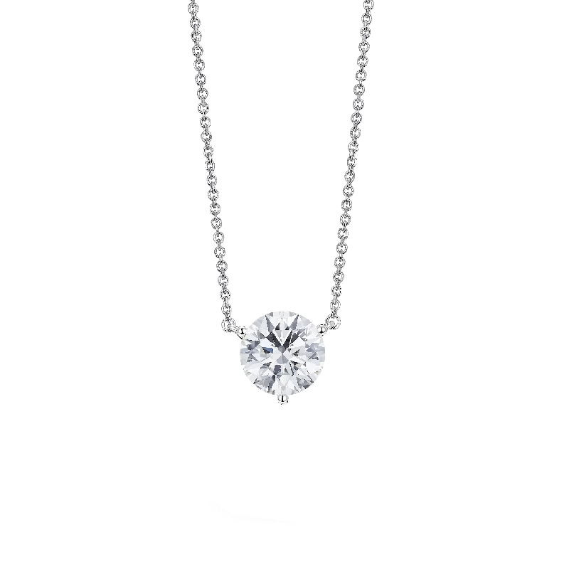 Oat stem necklace-The Round Brilliant Solitaire Pendant