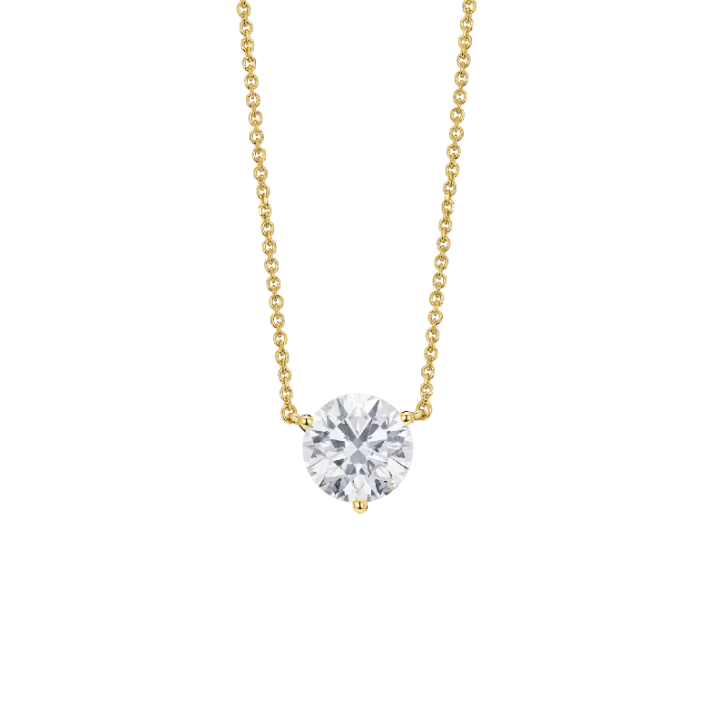 Sage leaf necklace-The Round Brilliant Solitaire Pendant