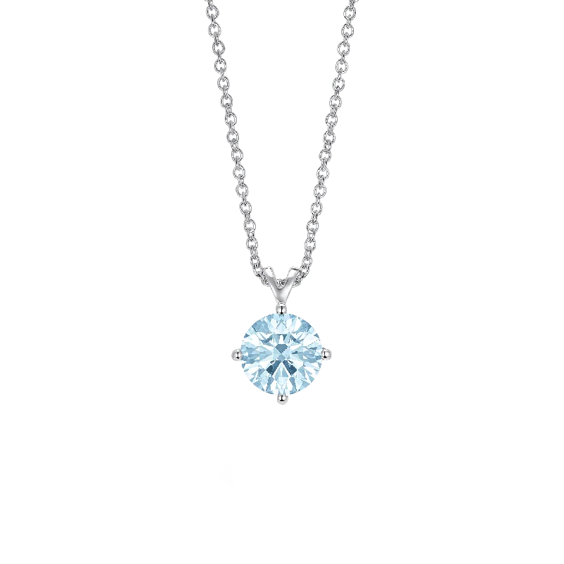 Ragged rim necklace-The Blue Round Brilliant Solitaire Bale Pendant