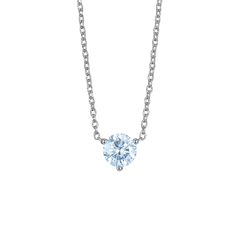 Smelted alloy necklace-The Blue Round Brilliant Solitaire Pendant