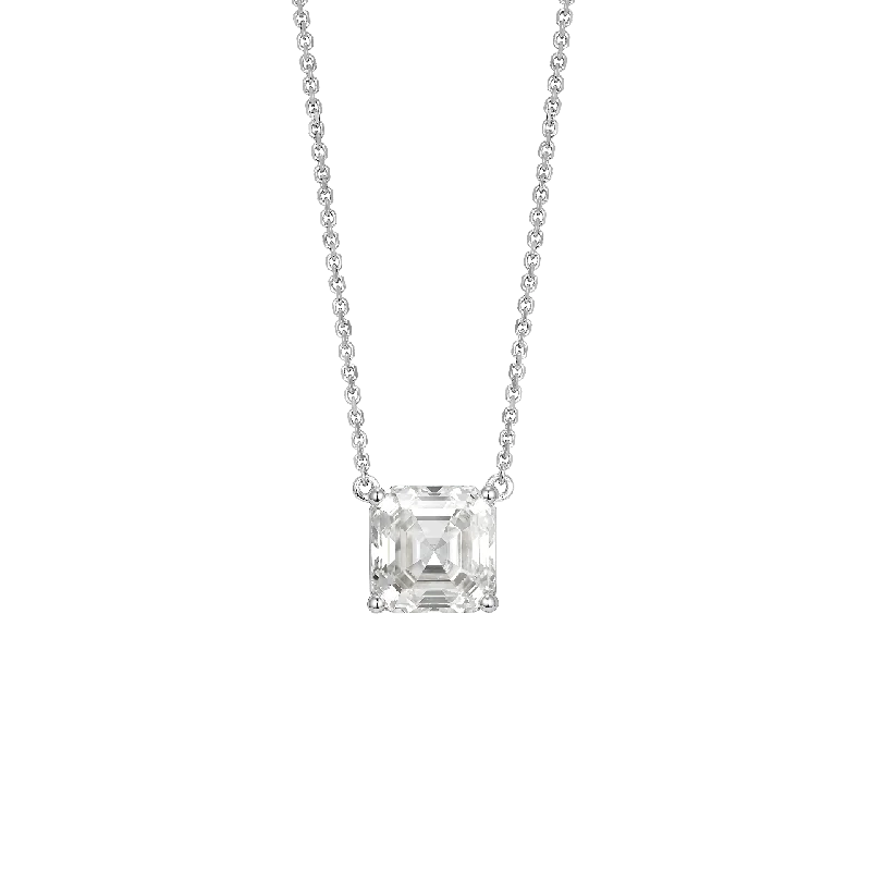 Ripple chain necklace-The Asscher Solitaire Pendant