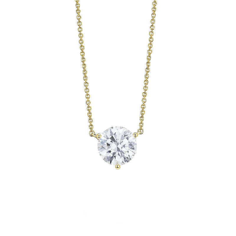 Hazy dawn necklace-The Round Brilliant Solitaire Pendant