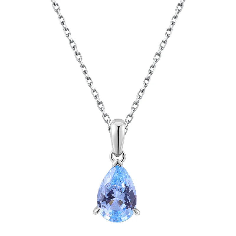 Clam pearl necklace-Oval solitaire necklace with blue topaz simulant in sterling silver