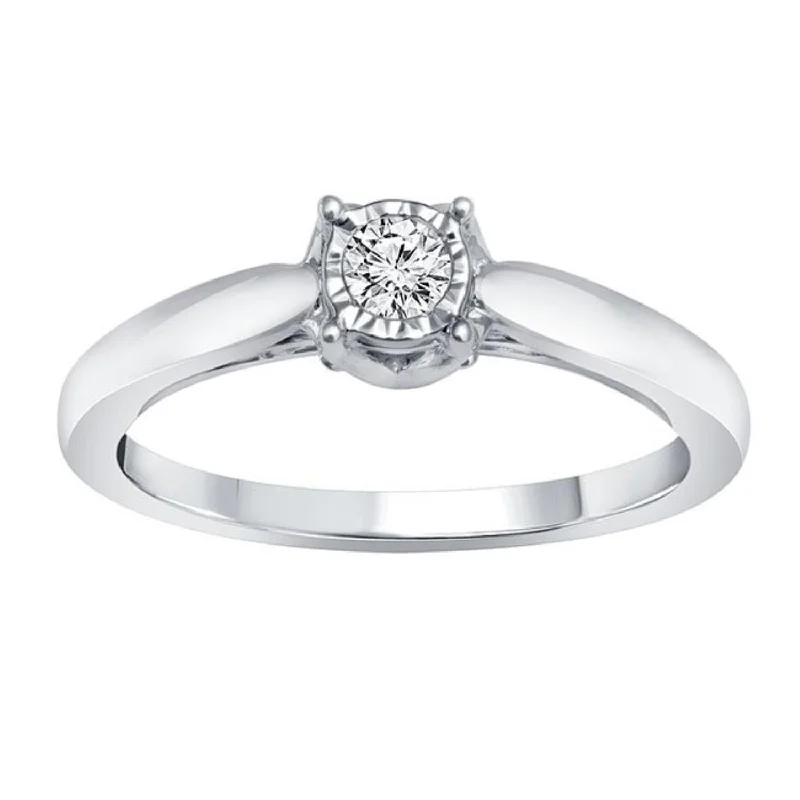 Horn curve ring-1/4 CTW Diamond Illusion Set Solitaire Ring in 10KT White Gold