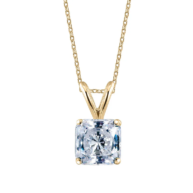 Lunar pendant necklace-Princess Cut solitaire pendant with 1 carat* diamond simulant in 10 carat yellow gold