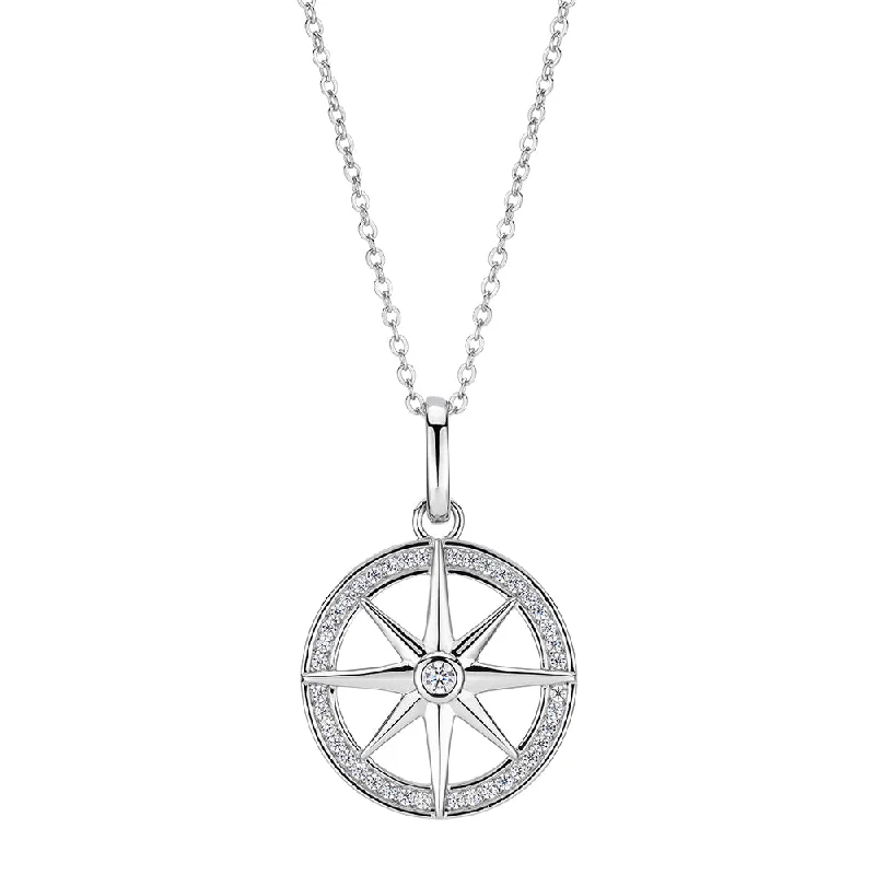 Creek stone necklace-Round Brilliant diamond simulant necklace in sterling silver