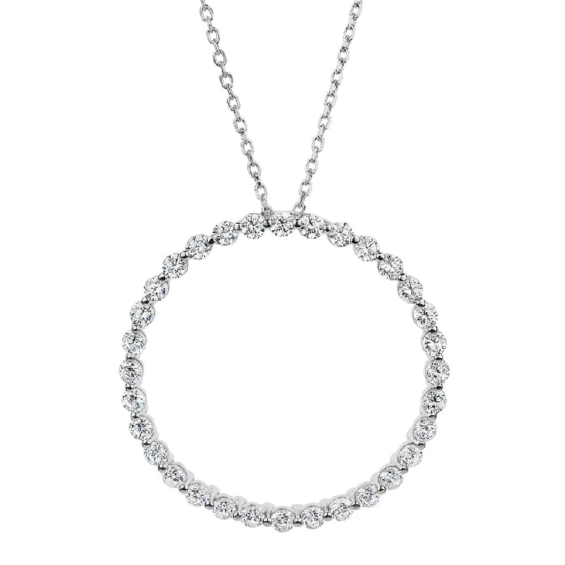 Micro stud necklace-Round Brilliant necklace with 1.2 carats* of diamond simulants in sterling silver