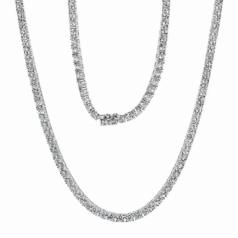 Frilled rim necklace-Round Brilliant necklace with 23.25 carats* of diamond simulants in sterling silver