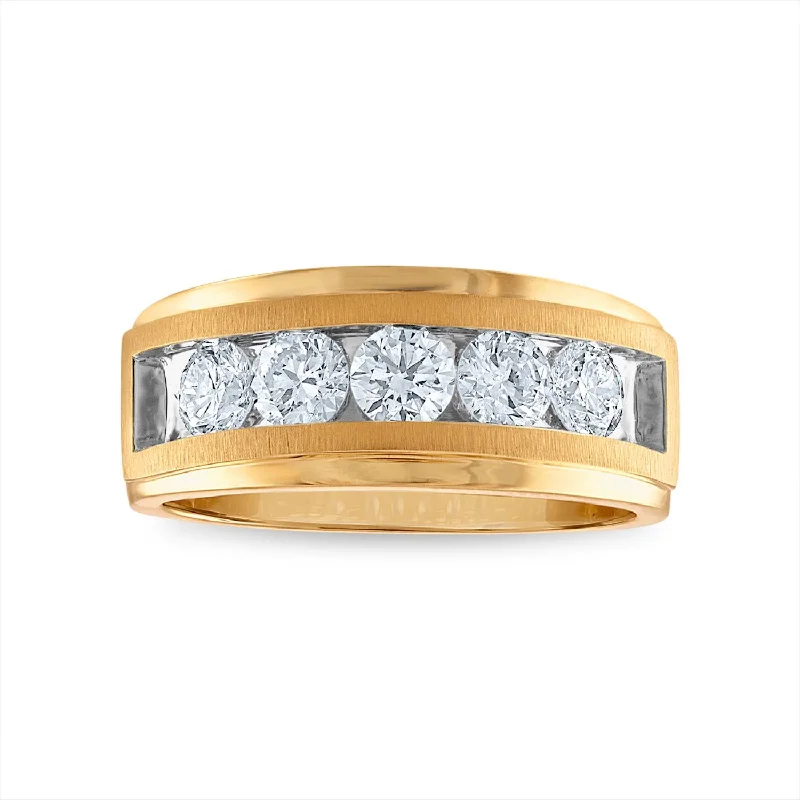 Iron toned ring-Signature EcoLove 1-1/2 CTW Lab Grown Diamond Wedding Ring in 14KT Yellow Gold