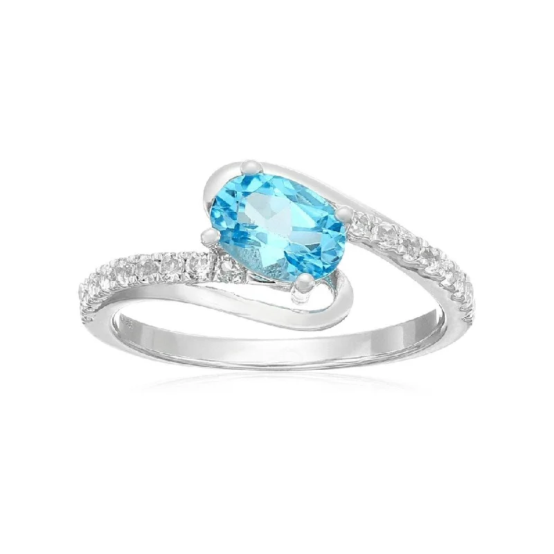 Tiered gem ring-Sterling Silver Swiss Blue Topaz and White Topaz Ring