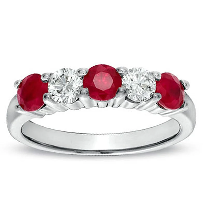 Creeper vine ring-Suzy Levian 14k Gold Red Ruby & White Diamond Accent Ring