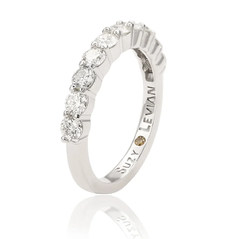 Embossed design ring-Suzy Levian 14K White Gold 1 cttw Diamond Eternity Half Band