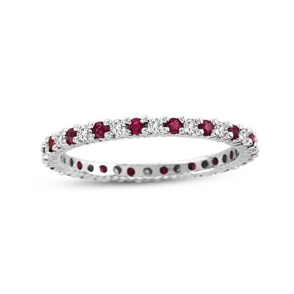 Stellar shine ring-Suzy Levian 14K White Gold Diamond and Ruby Eternity Band Ring