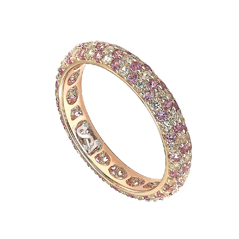 Infinity twist ring-Suzy Levian Pink Sapphire & Diamond Accent Pave Eternity Band