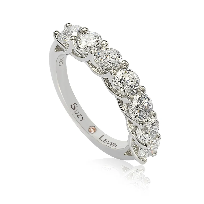 Knotted design ring-Suzy Levian Sterling Silver White Cubic Zirconia Half Eternity Band