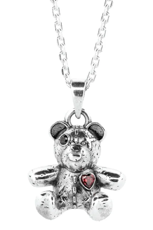 Satin turquoise necklace-Teddy Bear Necklace