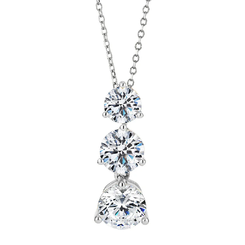 Flint speck necklace-Three stone drop pendant with 2.33 carats* of diamond simulants in 10 carat white gold