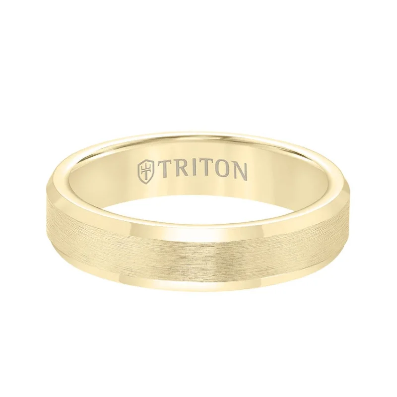 Saffron quartz ring-Triton 5MM Yellow Tungsten Wedding Band