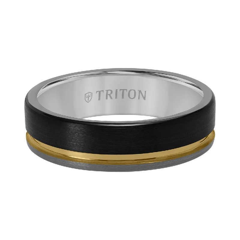 Savanna grass ring-Triton 6.5MM Tri-Color Tungsten Wedding Band