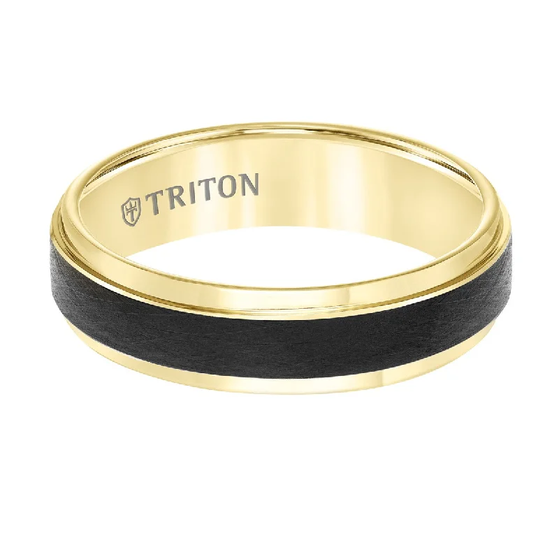 Woven band ring-Triton 6MM Two-Tone Tungsten Wedding Band