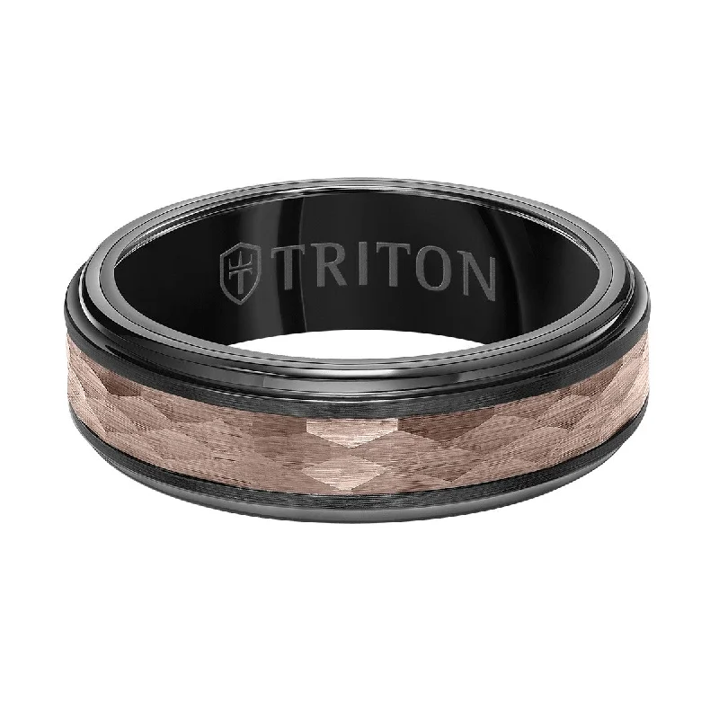 Nailed design ring-Triton 7MM Espresso Tungsten Wedding Band