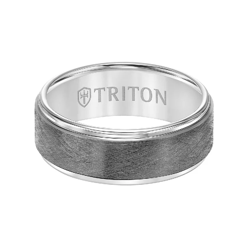 Jade point ring-Triton 8MM Tungsten Wedding Band