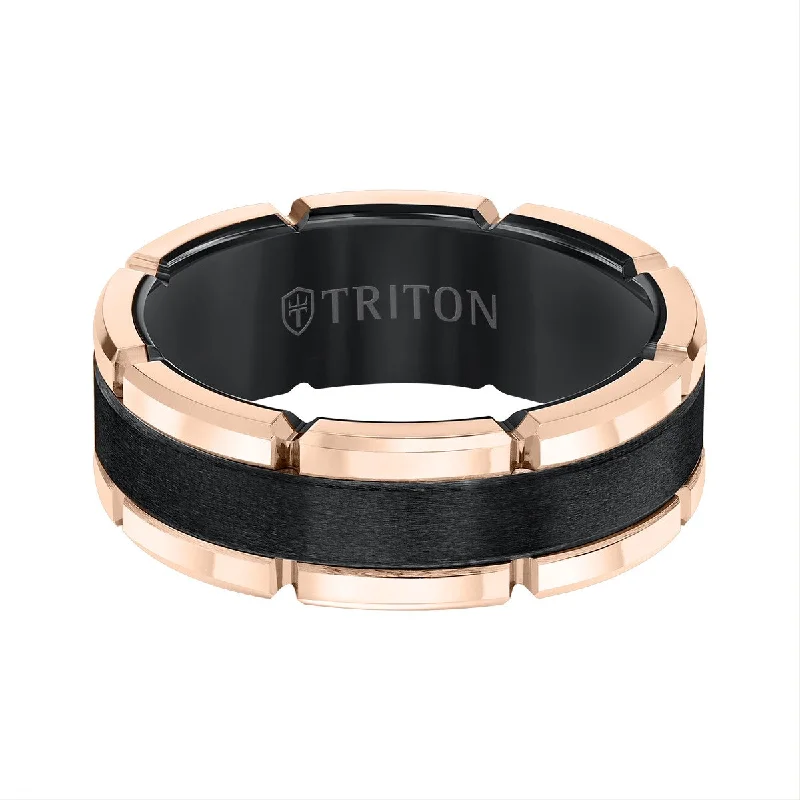 Triple knot ring-Triton 8MM Two-Tone Tungsten Wedding Band