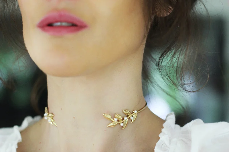 Flint speck necklace-Twigs & Pearls Choker