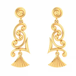 Leaf stem earrings-Unique Design 22k Hanging Gold Earrings From Mugdhaa Collection