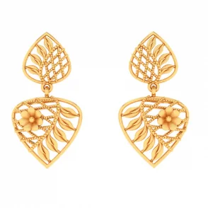 Stellar shine earrings-Unique Floral And Leaves Shape 22k Hanging Gold Earring From Mugdhaa Collection