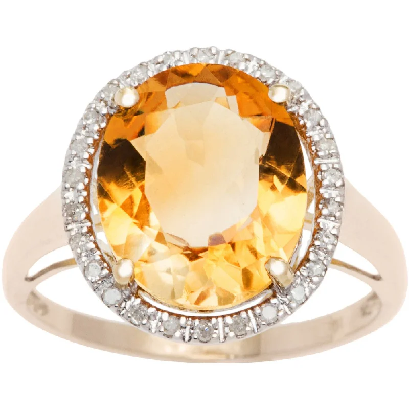 Iron toned ring-Viducci 10k Gold Citrine and 1/6ct TDW Diamond Halo Ring (G-H, I1-I2)