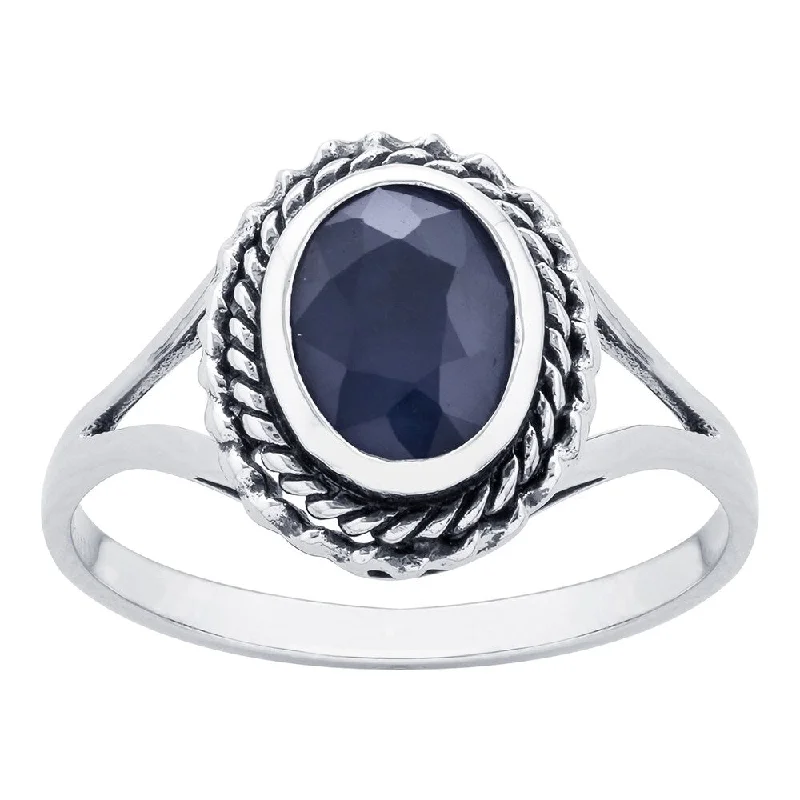 Triple knot ring-Viducci 10k White Gold Vintage Style Genuine Sapphire Split-Shank Ring