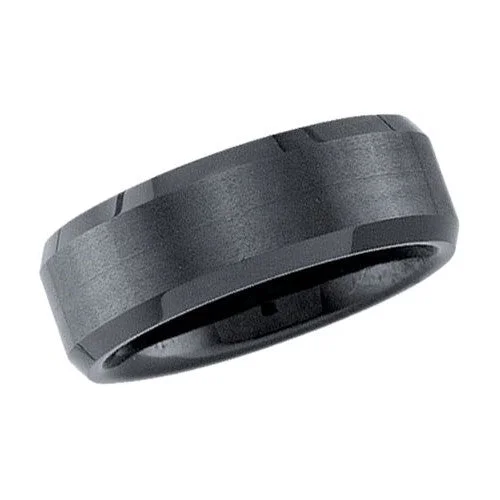 Clam pearl ring-8MM Wedding Ring in Black Tungsten