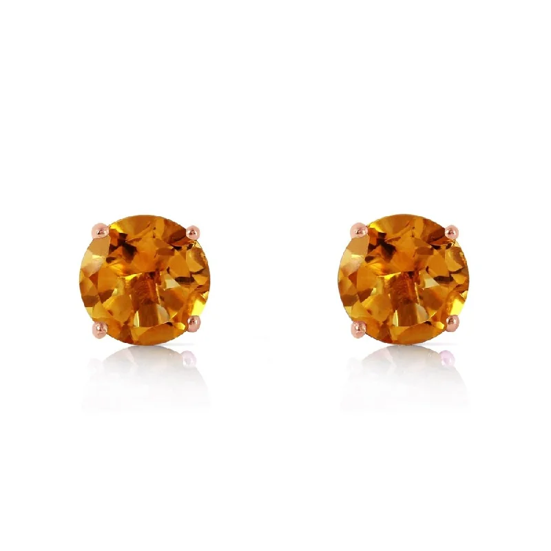 Floral weave earrings-0.95 Carat 14K Solid Rose Gold Petite Citrine Stud Earrings