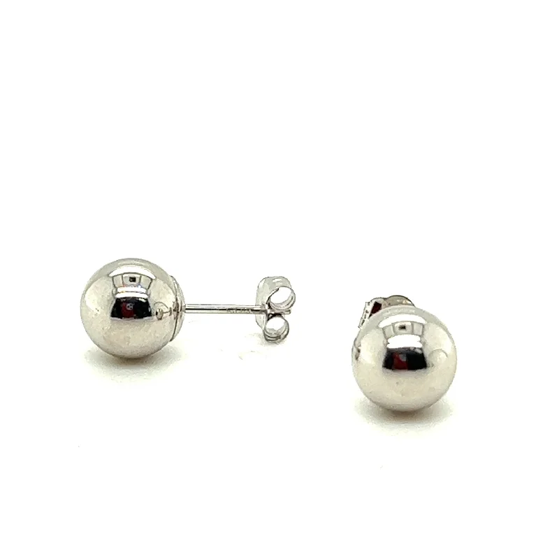 Picture jasper earrings-14K White Gold Ball Earrings