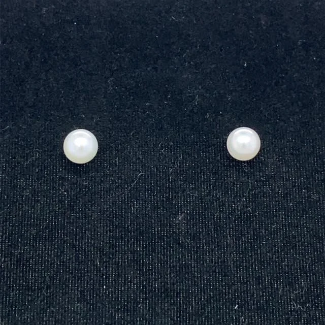 Baroque flair earrings-14k White Gold Pearl Earrings