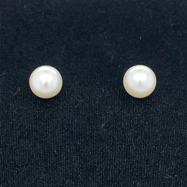 Hittite gold earrings-14k White Gold Pearl Earrings