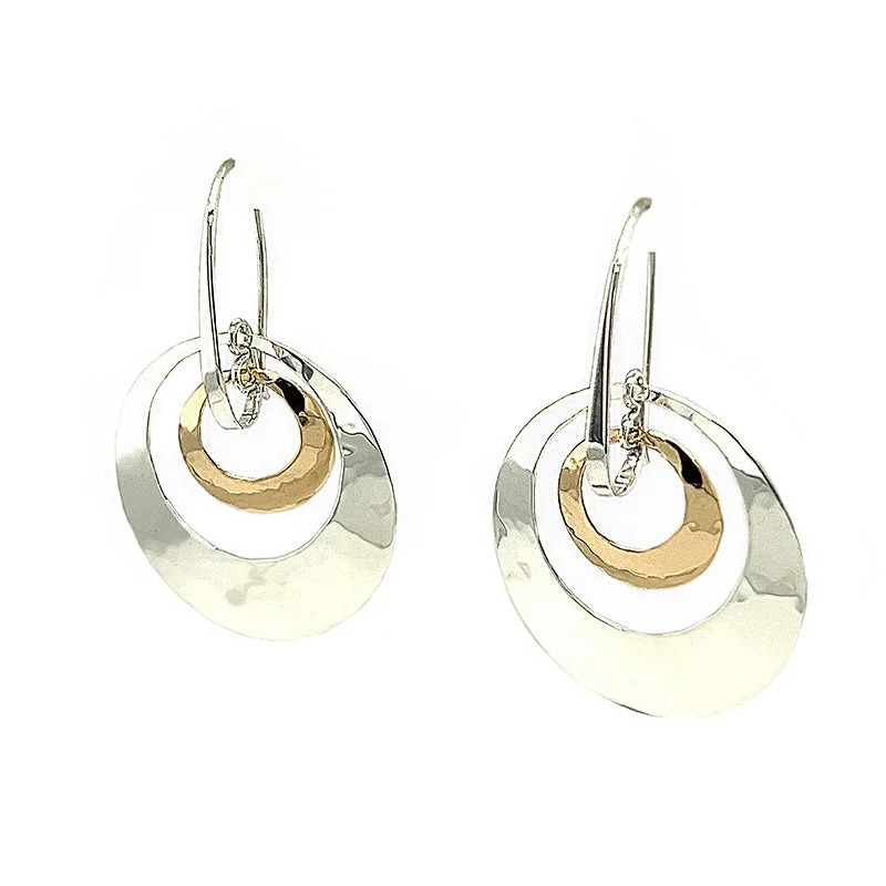 Oval-cut opal earrings-14K Yellow Gold and Sterling Silver Drop Earrings