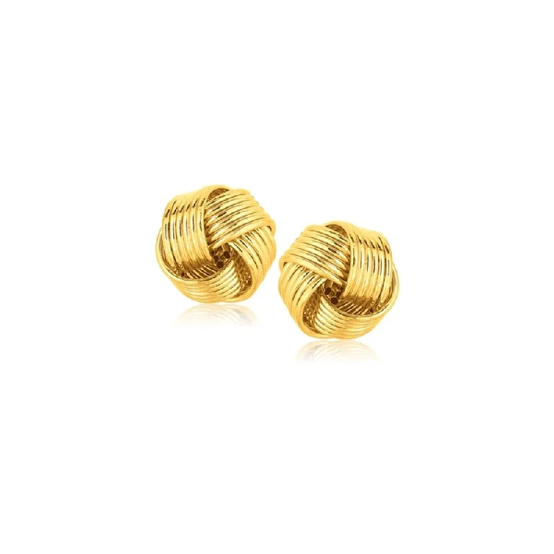 Onyx black earrings-14k Yellow Gold Interlaced Love Knot Stud Earrings