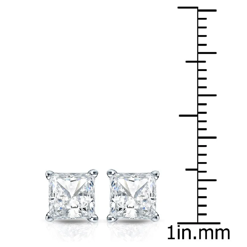 Layered scale earrings-Auriya 14k Gold 2ctw Princess-cut Diamond Stud Earrings (H-I, SI1-SI2)