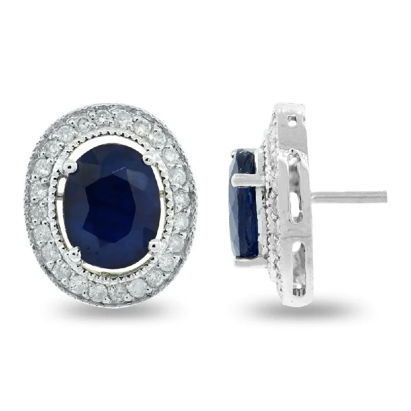 Oat stem earrings-Auriya 14k Gold 4 1/5ct Blue Sapphire and 1/2ct TDW Diamond Earrings