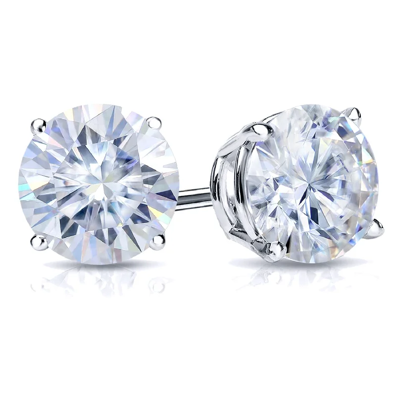 Smooth stone earrings-Auriya 14k Gold 7ctw Round Moissanite Stud Earrings