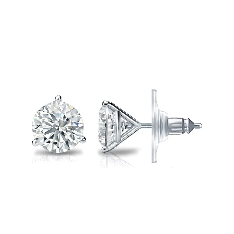 Apex stud earrings-Auriya 14k Gold Certified 1.20 carat TDW Secure-Lock 3-Prong Martini Round Diamond Stud Earrings