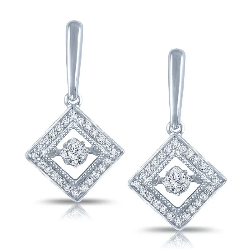 Nailed design earrings-Auriya 14k White Gold 1/2ct TDW Dancing Stone Moving Diamond Earrings