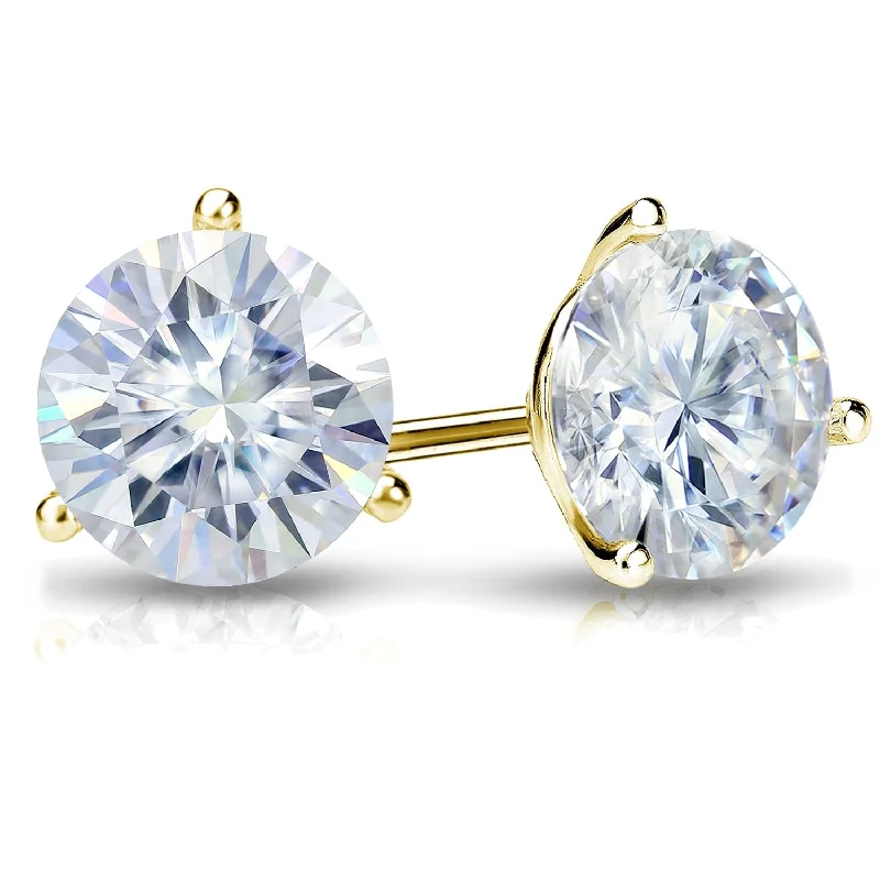 Skewed gem earrings-Auriya 3ctw Round Moissanite Stud Earrings 14k Gold Martini-set - 7.4 mm