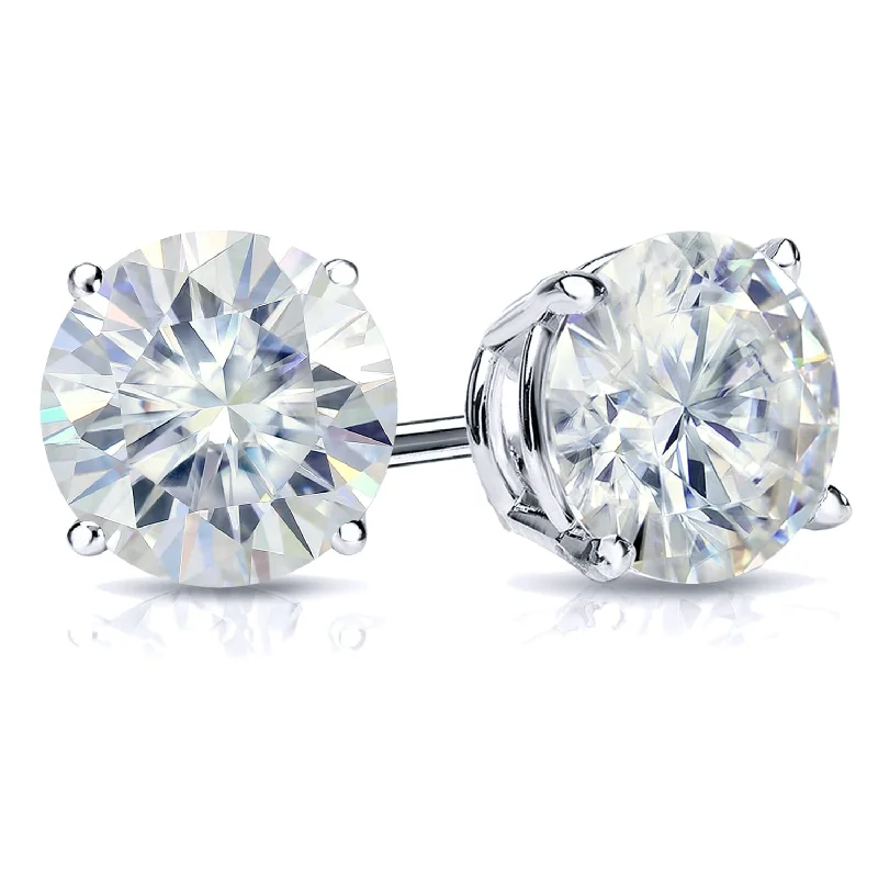 Spectral set earrings-Auriya 3ctw Round Moissanite Stud Earrings 18k Gold 4-Prong Basket - 7.4 mm