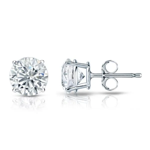 Suede stud earrings-Auriya Platinum 1 1/2ctw Round Diamond Stud Earrings GIA Certified