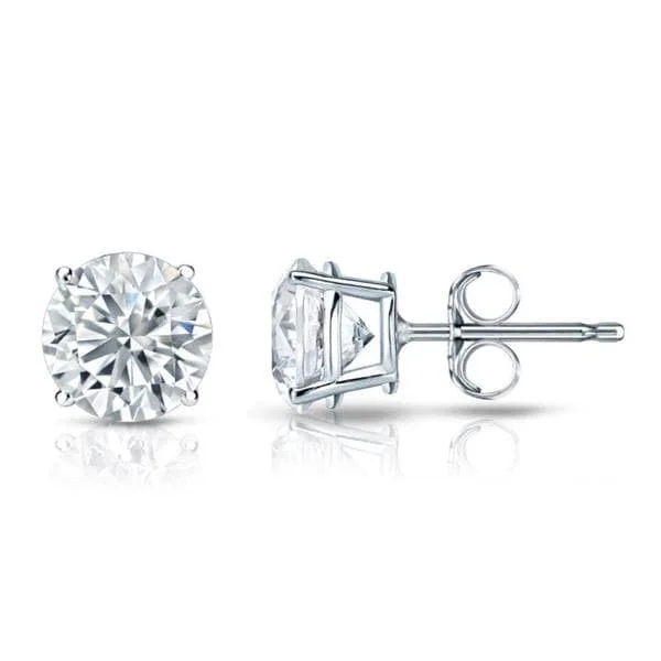 Antique mine earrings-Auriya Platinum 2 1/2ctw Round Diamond Stud Earrings GIA Certified