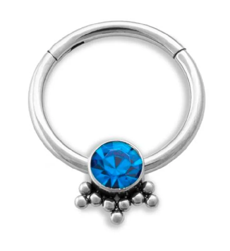 Secret glyph earrings-Cluster Bead Capri Blue CZ Titanium Segment Ring